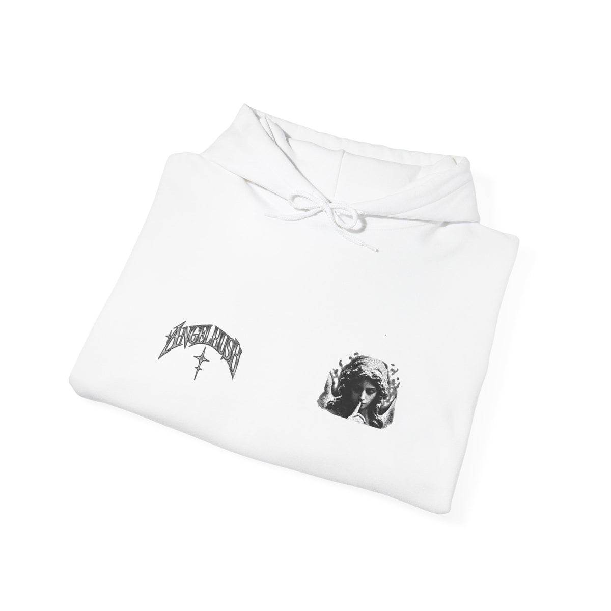 Graphic Hoodie with Gothic Script & Retro Portrait — Casual Streetwear Pullover