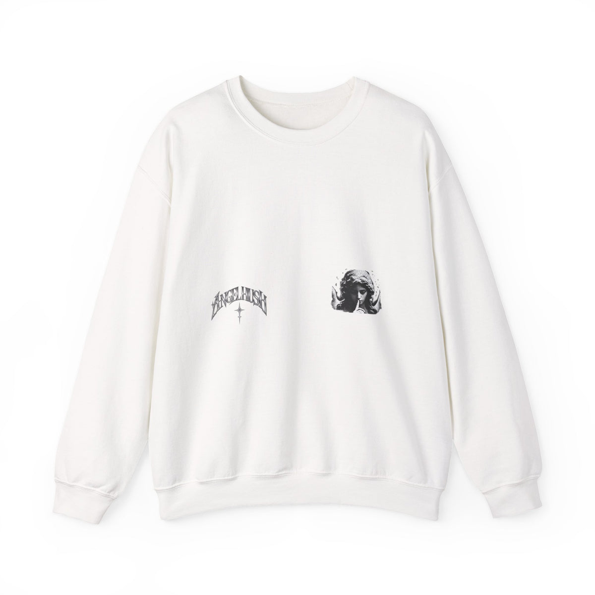 Angel Hush Crewneck Sweatshirt — Retro Gothic Portrait Graphic