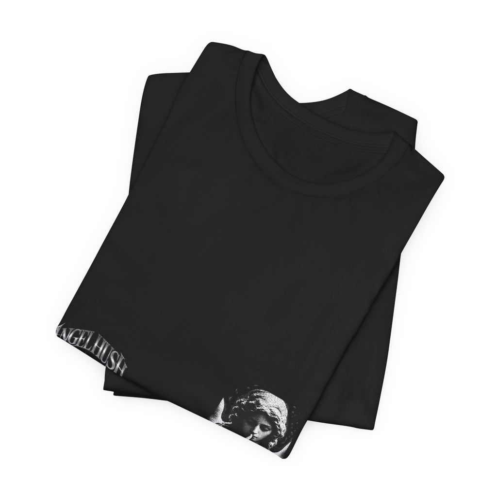 Graphic Tee — Small Chest Gothic 'Angel Hush' Cross Design