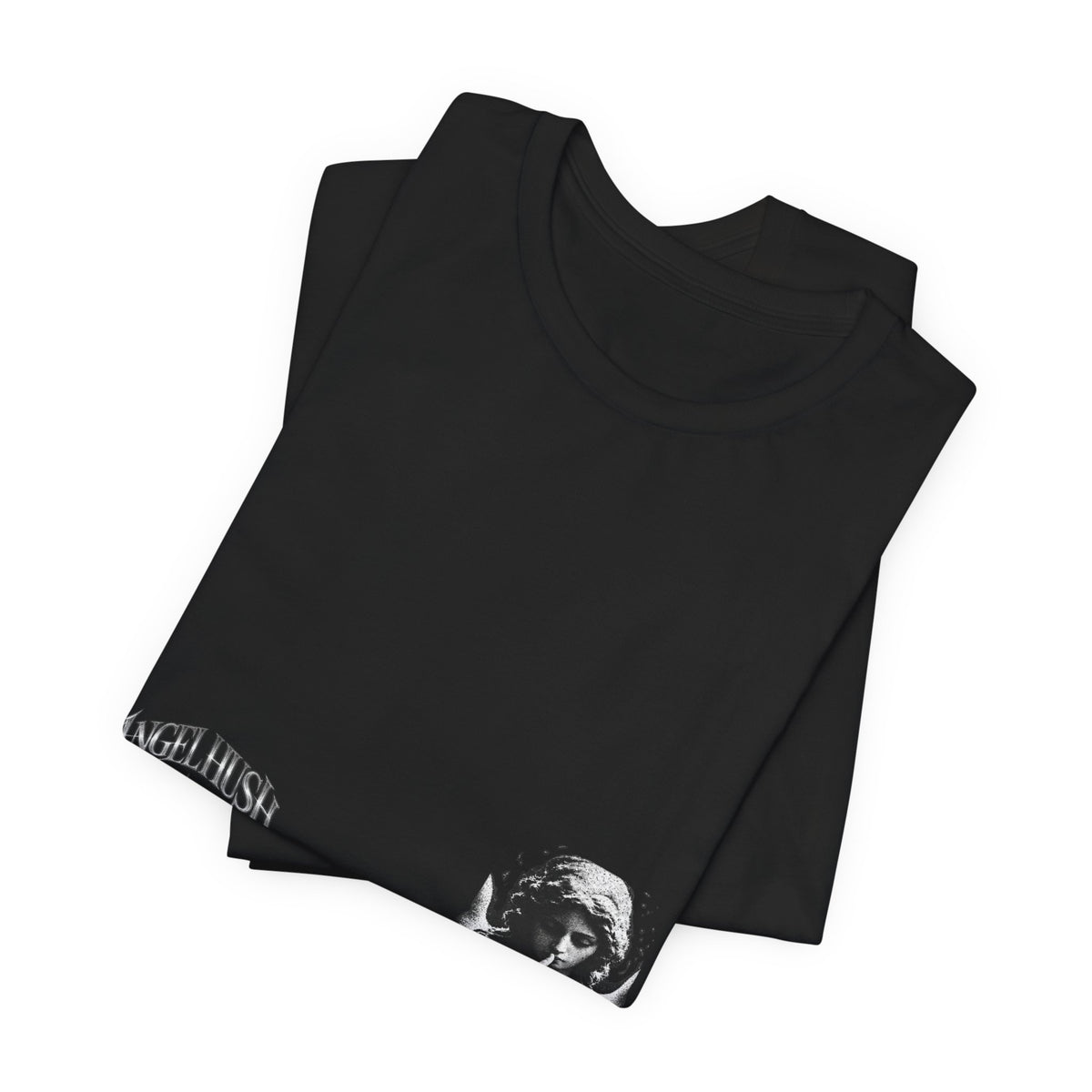 Graphic Tee — Small Chest Gothic 'Angel Hush' Cross Design