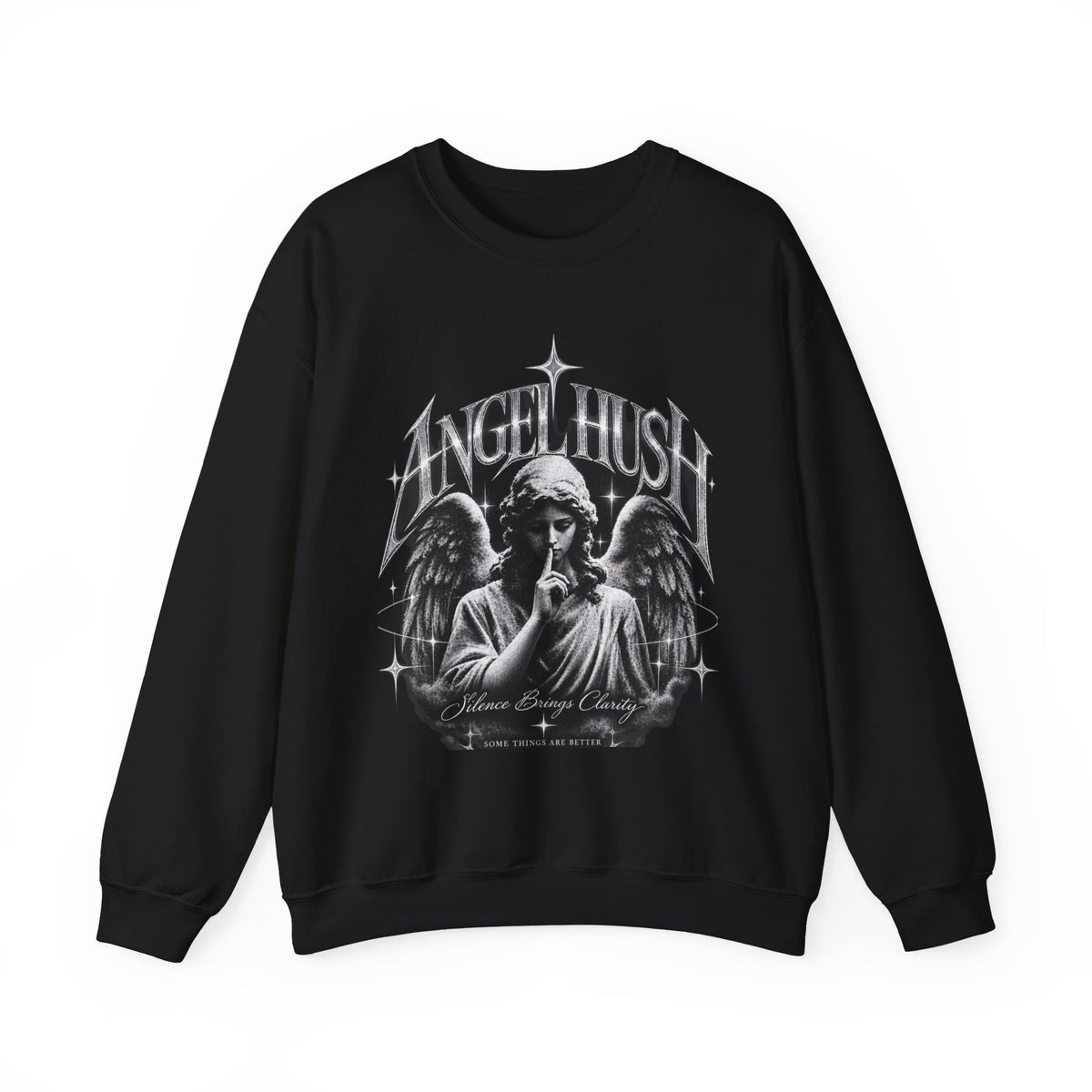 Angel Hush Crewneck Sweatshirt — Gothic Angel Graphic Pullover