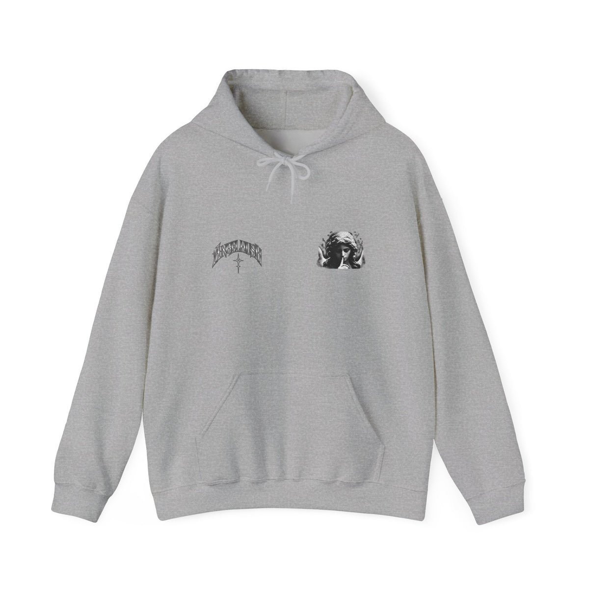 Graphic Hoodie with Gothic Script & Retro Portrait — Casual Streetwear Pullover
