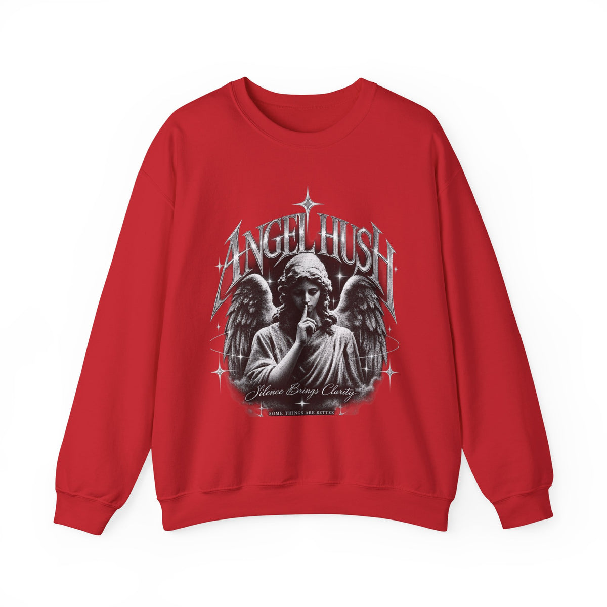 Angel Hush Crewneck Sweatshirt — Gothic Angel Graphic Pullover