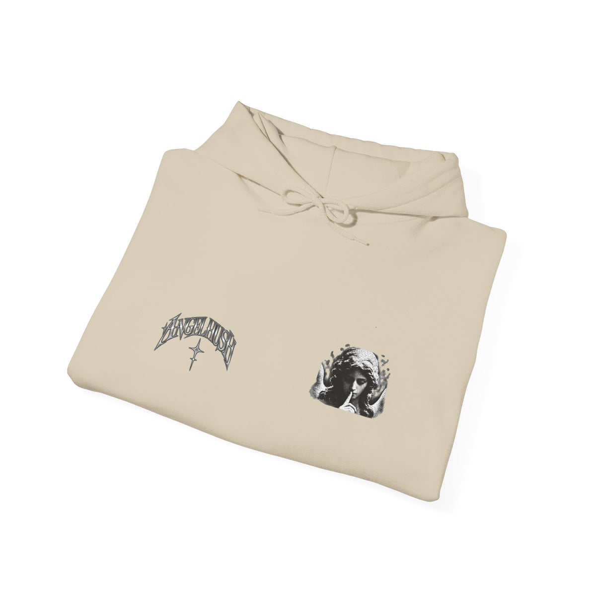 Graphic Hoodie with Gothic Script & Retro Portrait — Casual Streetwear Pullover