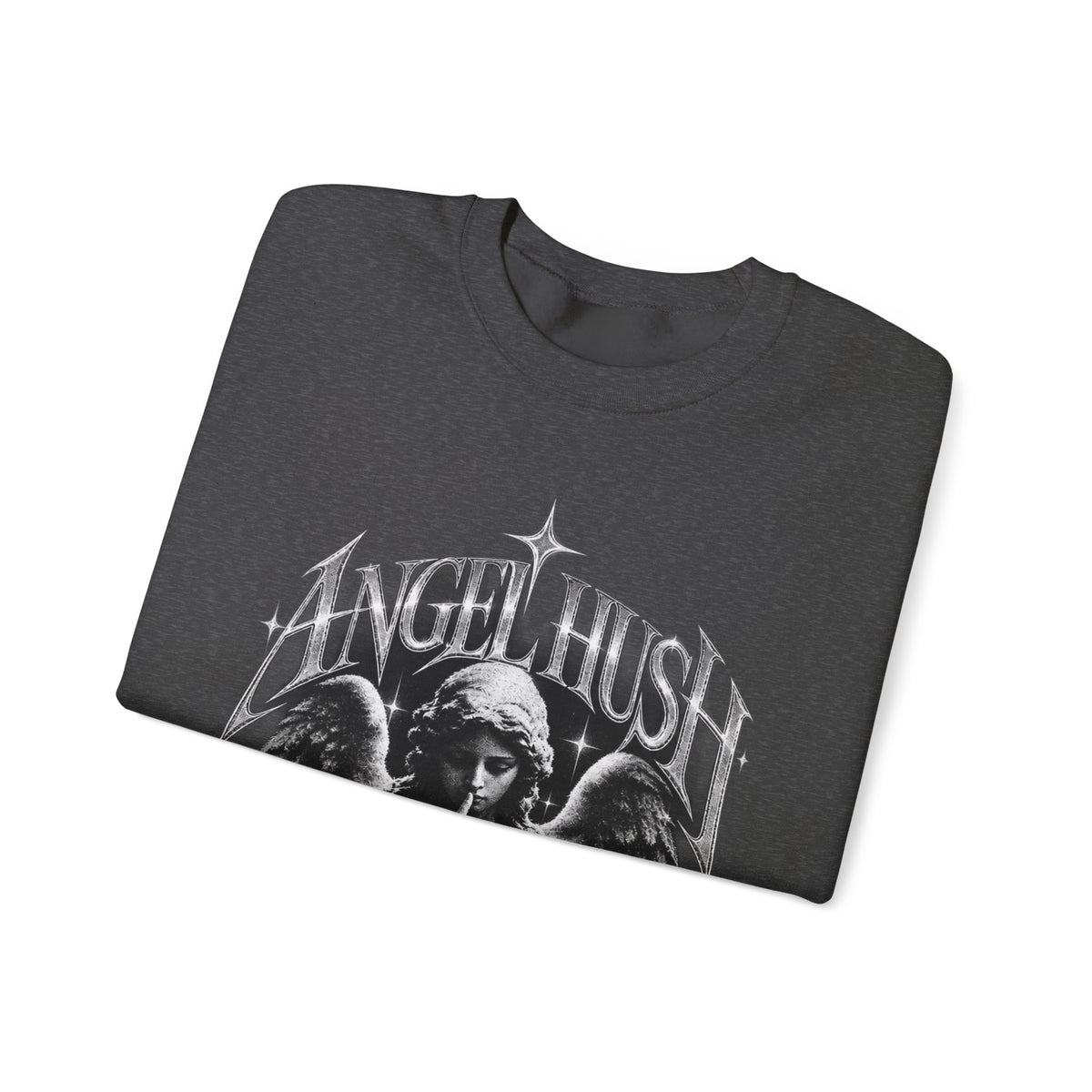 Angel Hush Crewneck Sweatshirt — Gothic Angel Graphic Pullover