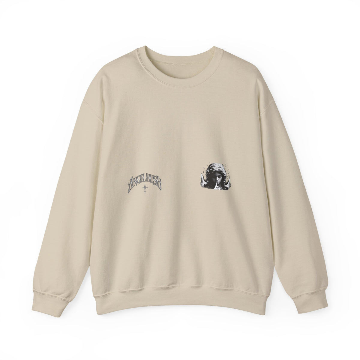 Angel Hush Crewneck Sweatshirt — Retro Gothic Portrait Graphic