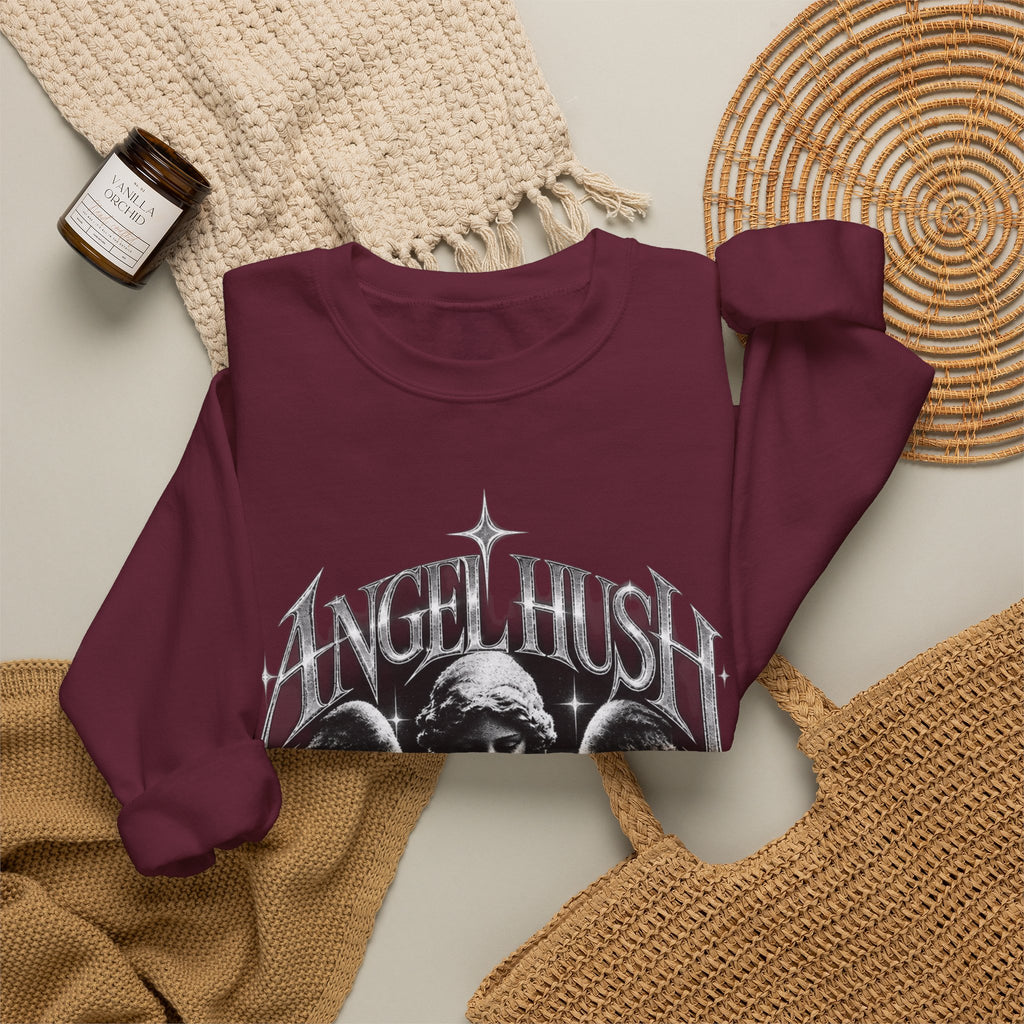 Angel Hush Crewneck Sweatshirt — Gothic Angel Graphic Pullover