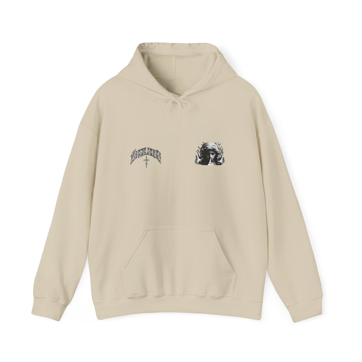Graphic Hoodie with Gothic Script & Retro Portrait — Casual Streetwear Pullover