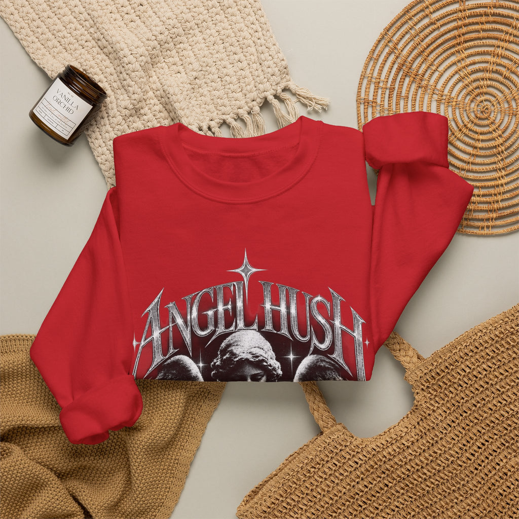 Angel Hush Crewneck Sweatshirt — Gothic Angel Graphic Pullover