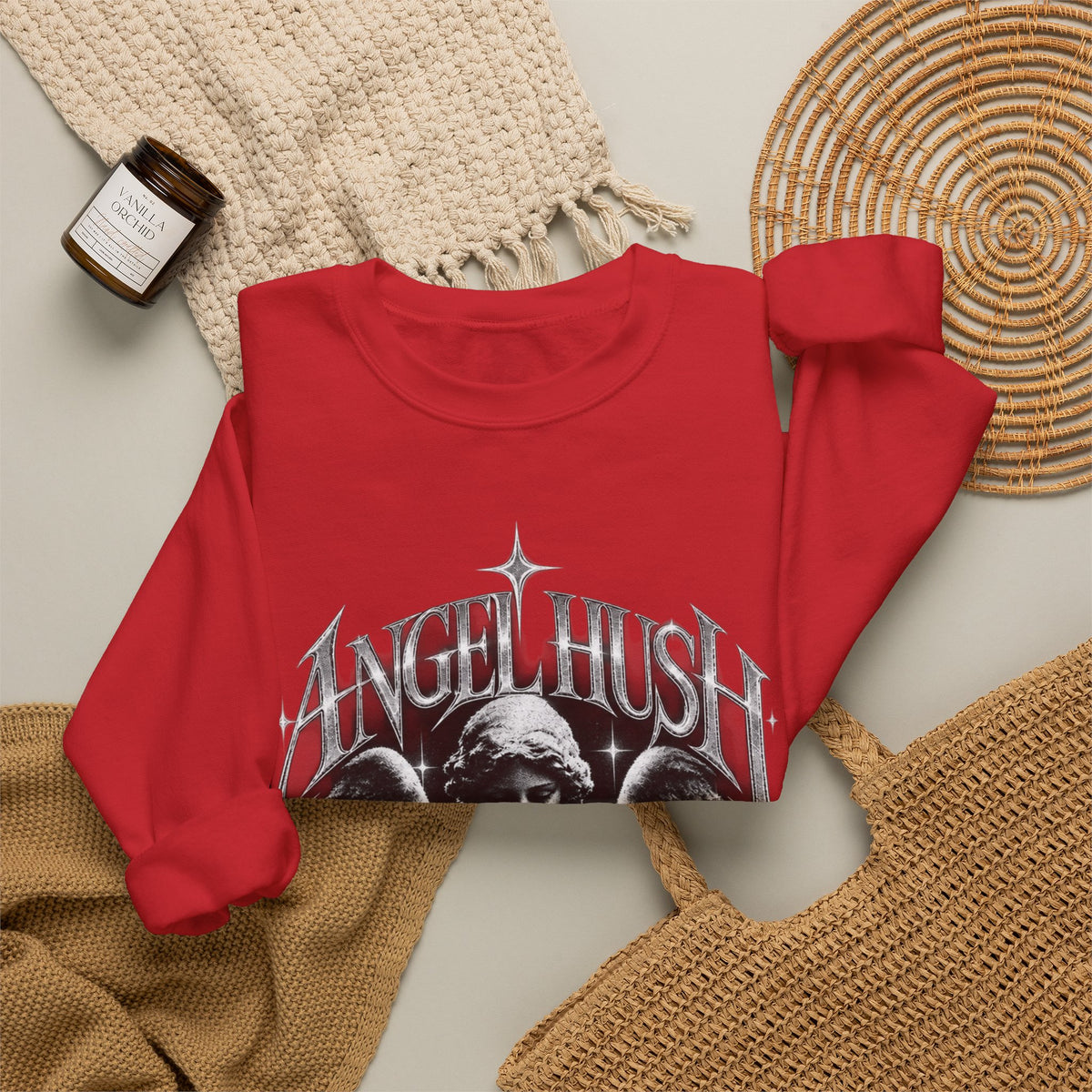 Angel Hush Crewneck Sweatshirt — Gothic Angel Graphic Pullover