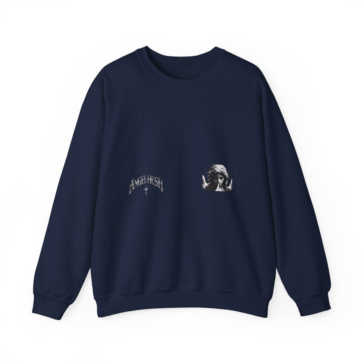 Angel Hush Crewneck Sweatshirt — Retro Gothic Portrait Graphic