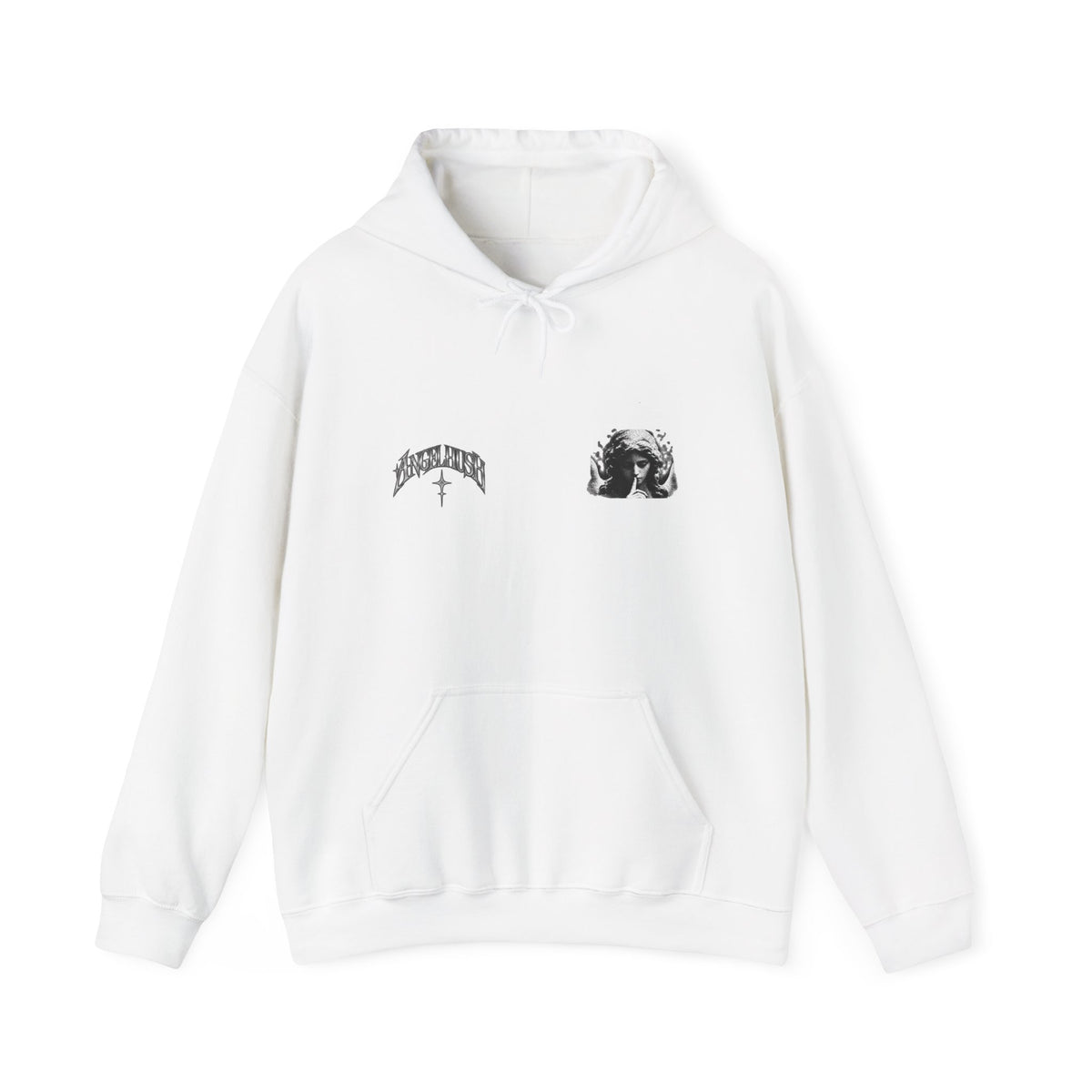 Graphic Hoodie with Gothic Script & Retro Portrait — Casual Streetwear Pullover