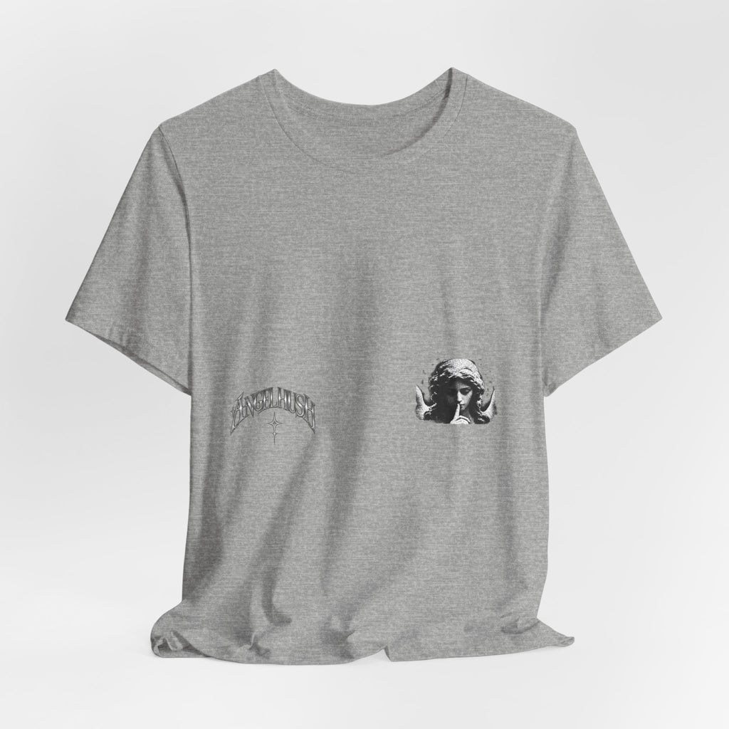 Graphic Tee — Small Chest Gothic 'Angel Hush' Cross Design