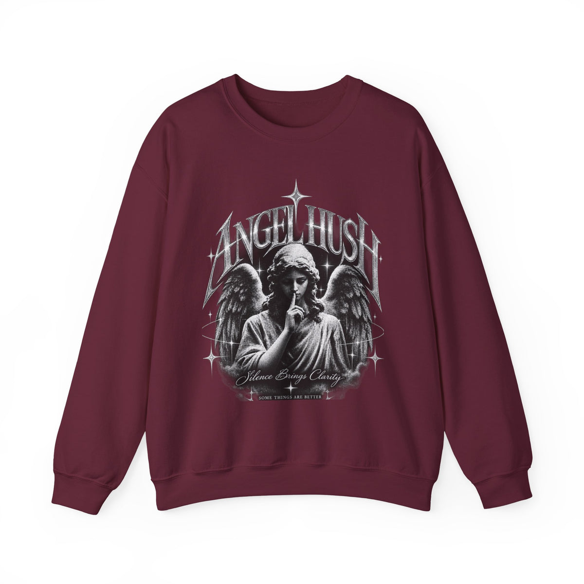 Angel Hush Crewneck Sweatshirt — Gothic Angel Graphic Pullover