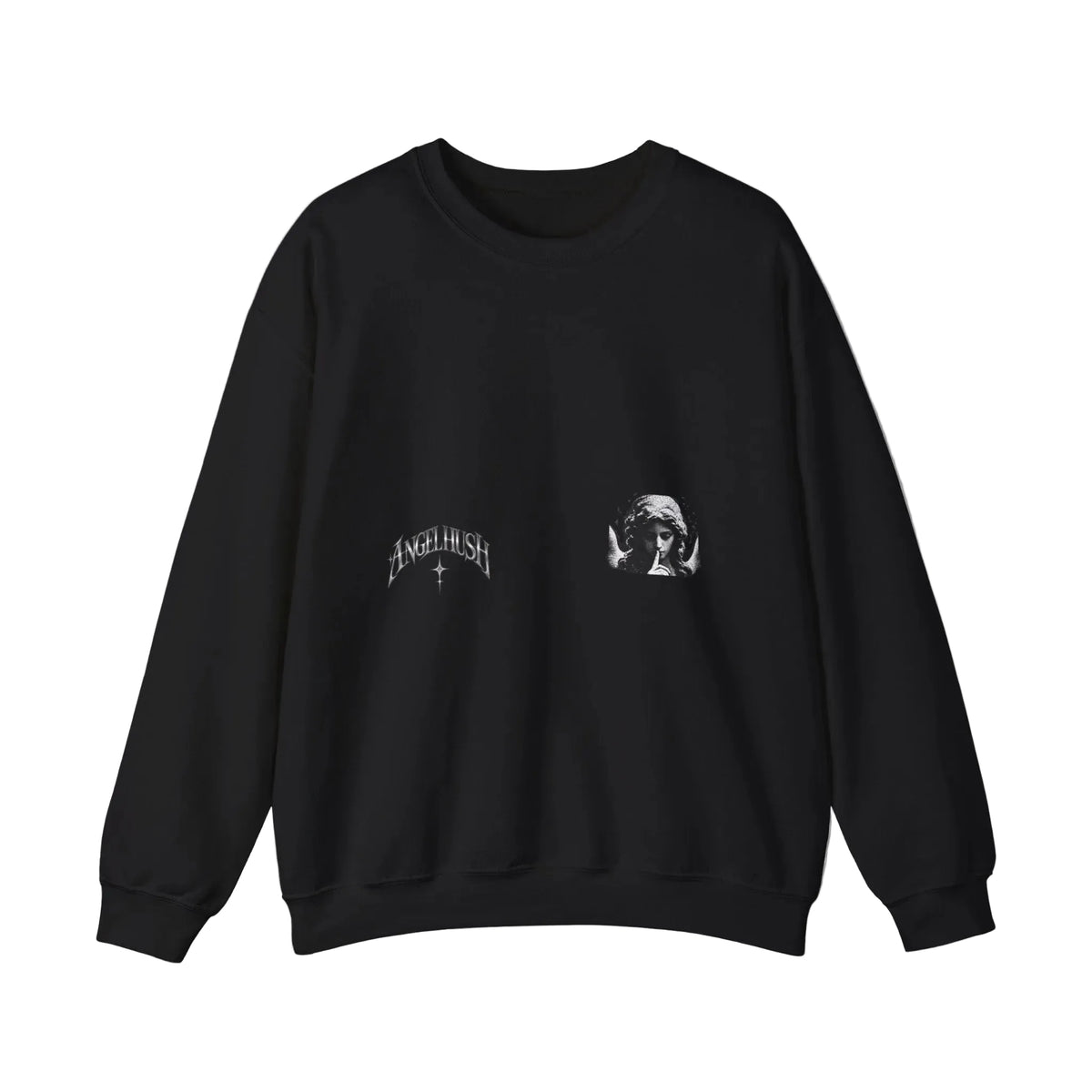 Angel Hush Crewneck Sweatshirt — Retro Gothic Portrait Graphic
