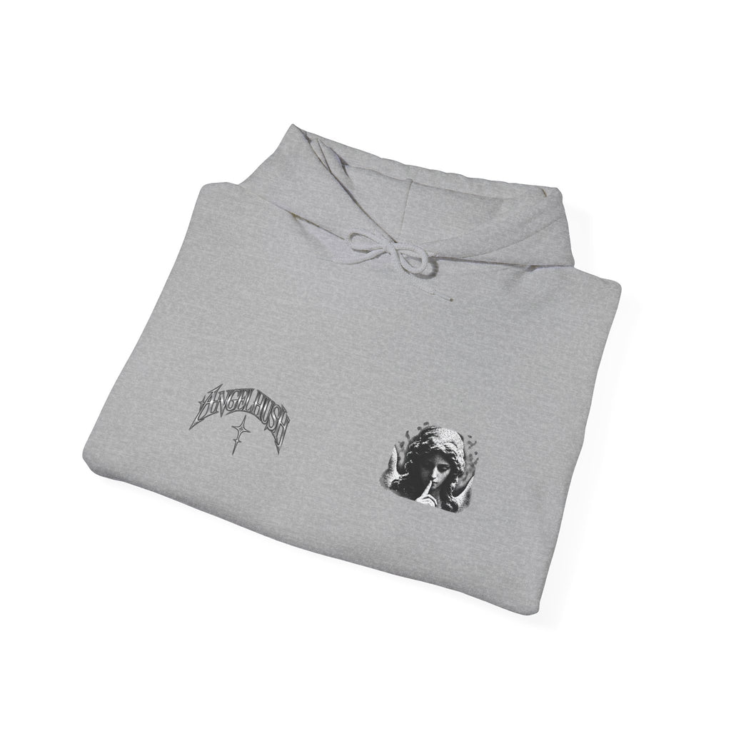 Graphic Hoodie with Gothic Script & Retro Portrait — Casual Streetwear Pullover