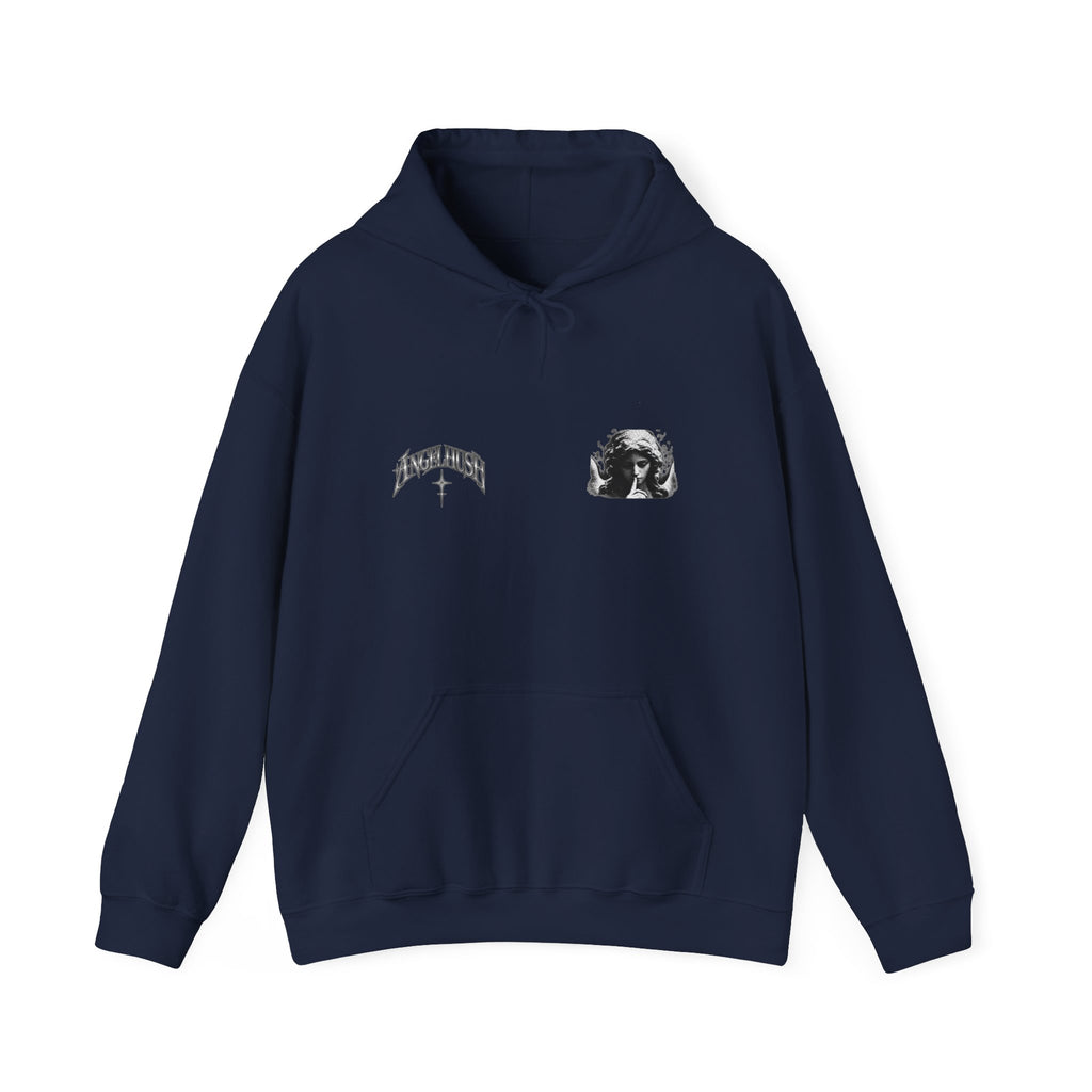 Graphic Hoodie with Gothic Script & Retro Portrait — Casual Streetwear Pullover