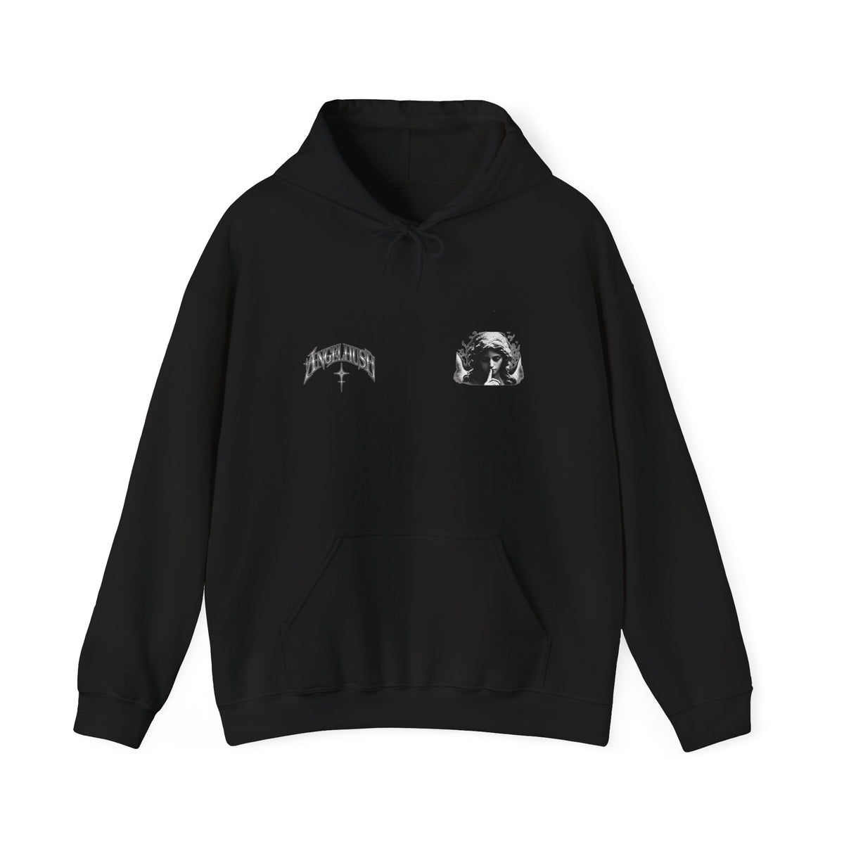 Graphic Hoodie with Gothic Script & Retro Portrait — Casual Streetwear Pullover