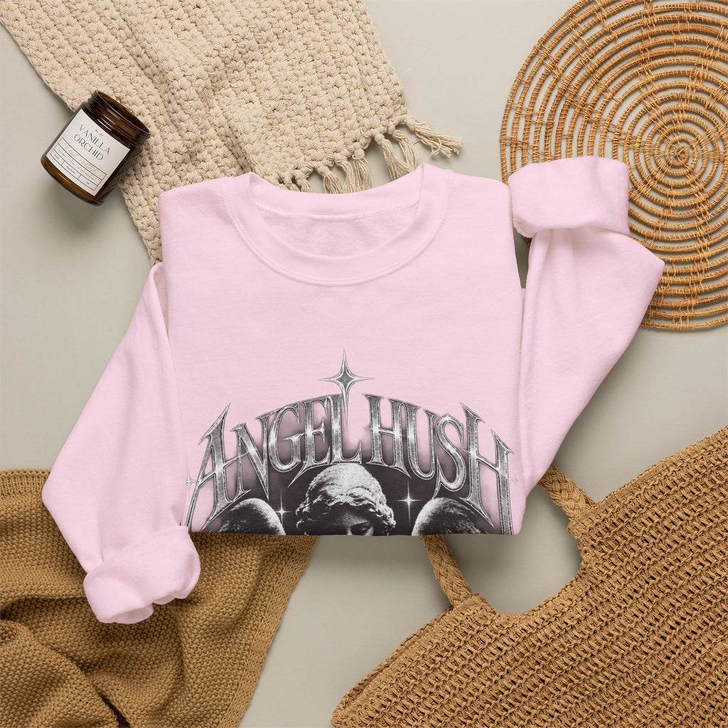 Angel Hush Crewneck Sweatshirt — Gothic Angel Graphic Pullover